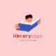 hand drawn flat design library logo template